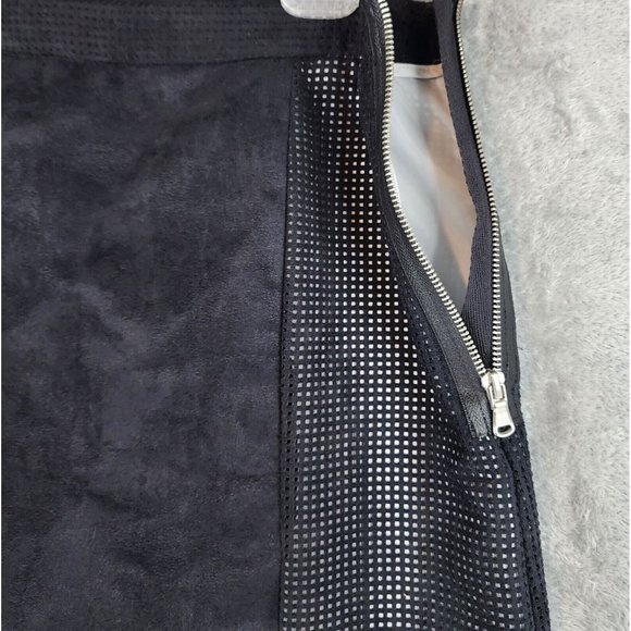 Worthington Skirt Womens 8 Black Faux Suede Mesh Retro A Line Mini - Picture 6 of 8